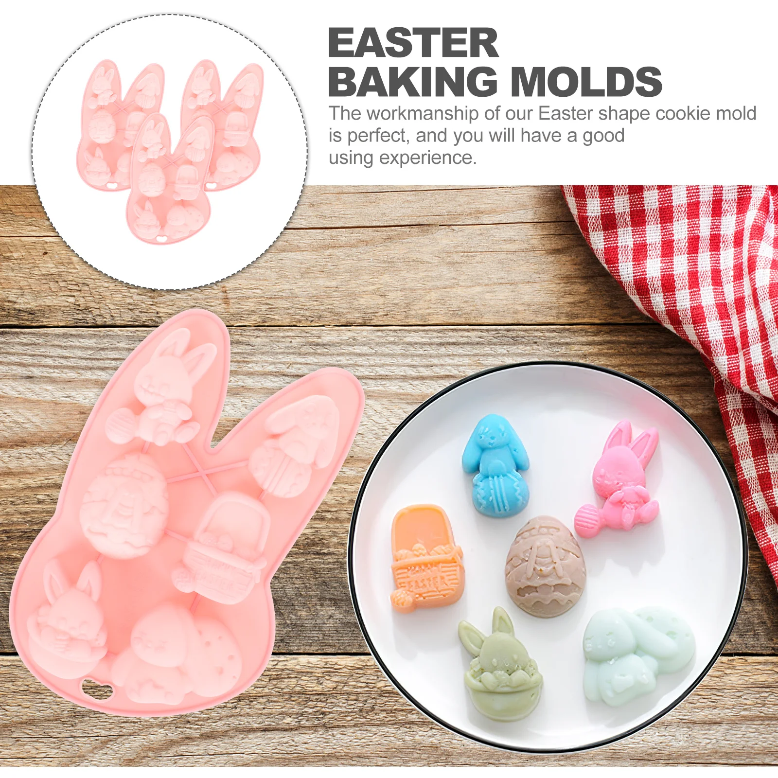 

3Pcs Bunny Molds for Chocolate Easter Baking Tools Reusable Silicone Molds for Kids and Adults Silicone Mold Rabbit Mold