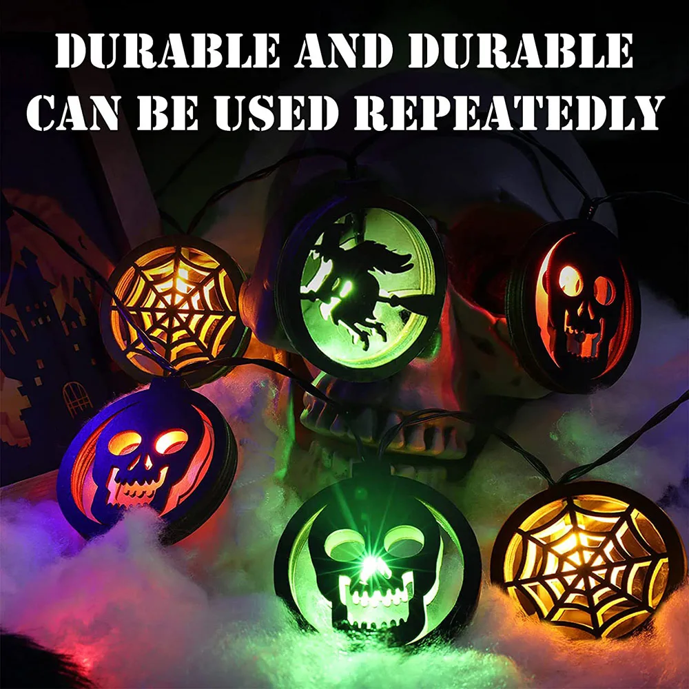 Halloween Light String Holiday Lighting Scenic Outdoor Lamp Waterproof Wizard Skull Bat Garland Winter Decor for Home Halloween