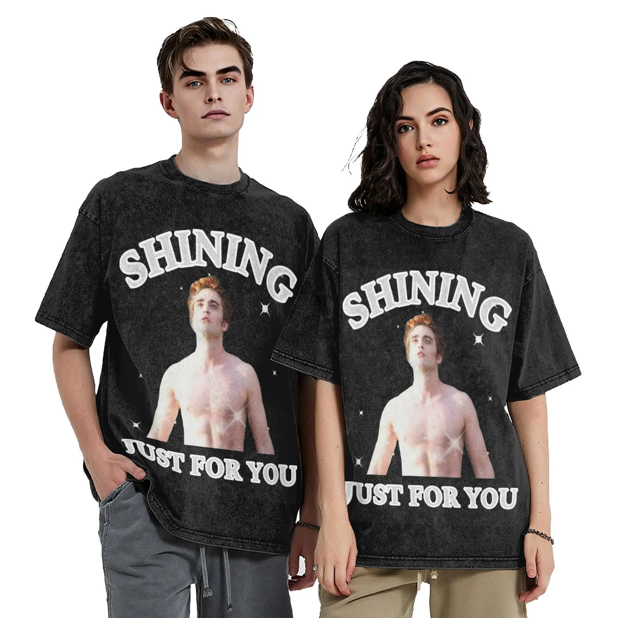 

Washed T Shirt Mirrorball Edward Cullen Twilight Hip Hop Vintage T-Shirts Harajuku Streetwear Summer Tops Tee Shirt Men Women