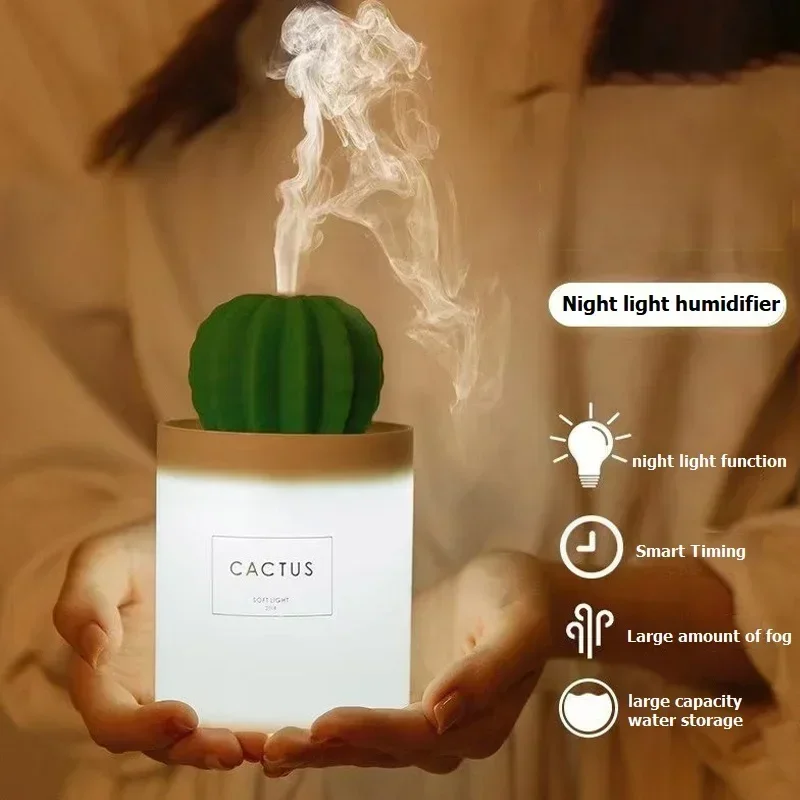 

Cactus Humidifier Small Night Light Household Table Lamp Mute Bedroom With Sleep Light Mini Lamp Desktop Small Spray