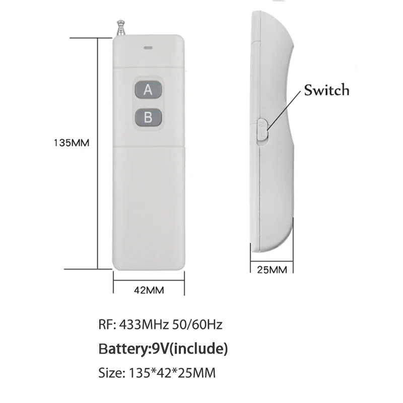 Mando a distancia RF433 MHz, 3000m, 30A, 220V, CA, interruptor de bomba de agua, Control remoto inalámbrico RF, receptor de Radio, 1KM, 3KM, 5KM