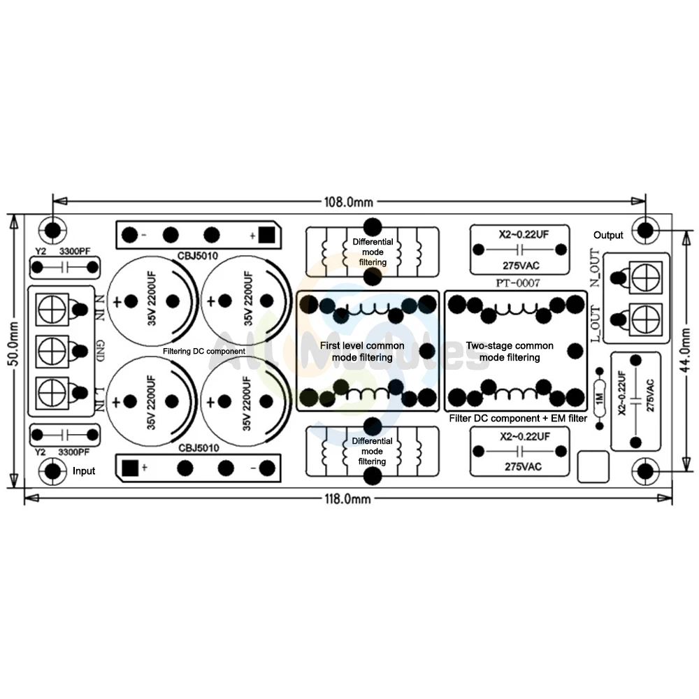 DC LC Filter DC EMI Power Filter 0 to 50V 4A 10A 20A Filtering Board EMI Suppression Module