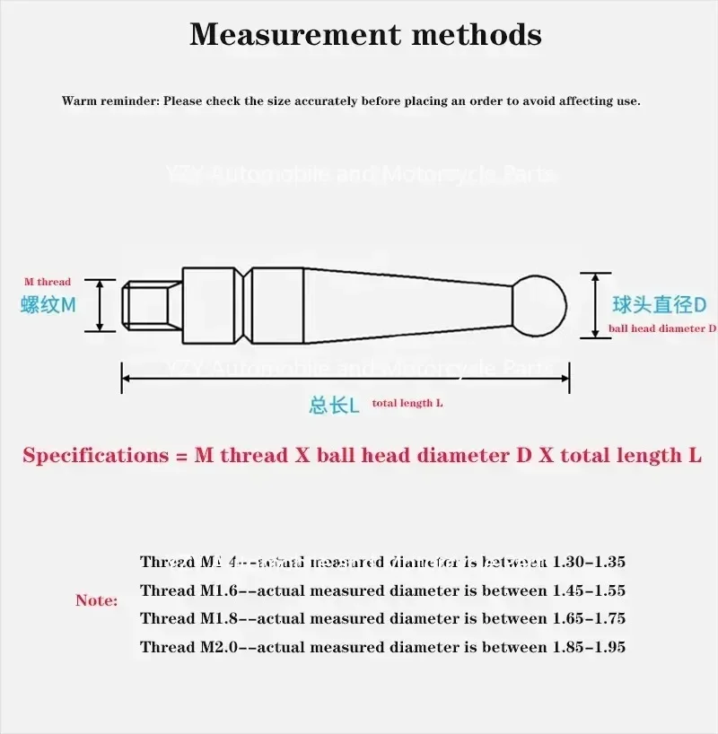 Nuovo M1.4 M1.6 M1.8 M2 filettatura 2mm testa OD 15mm / 44.5mm lunghezza rubino testa Pin calibro micrometro punta leva quadrante indicatore di