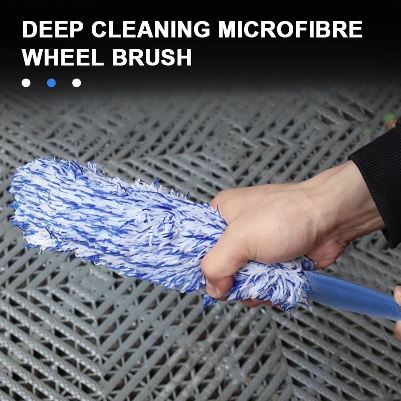 SEAMETAL Car Wheel Cleaning Brush Ultra Soft Microfiber Deep Clean Tire Brush Super Absorbent Scratch-Free Car Detailing Tool