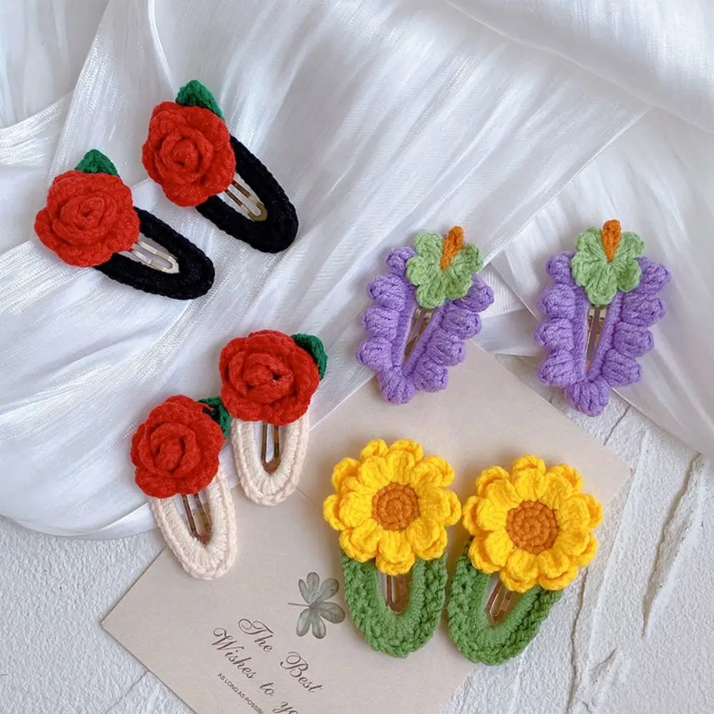 Flower Cotton Doll Hair Pins Korean Style Hand Knitting Cotton Doll Accessories Mini Cute Doll Hairpin Accessories Headwear