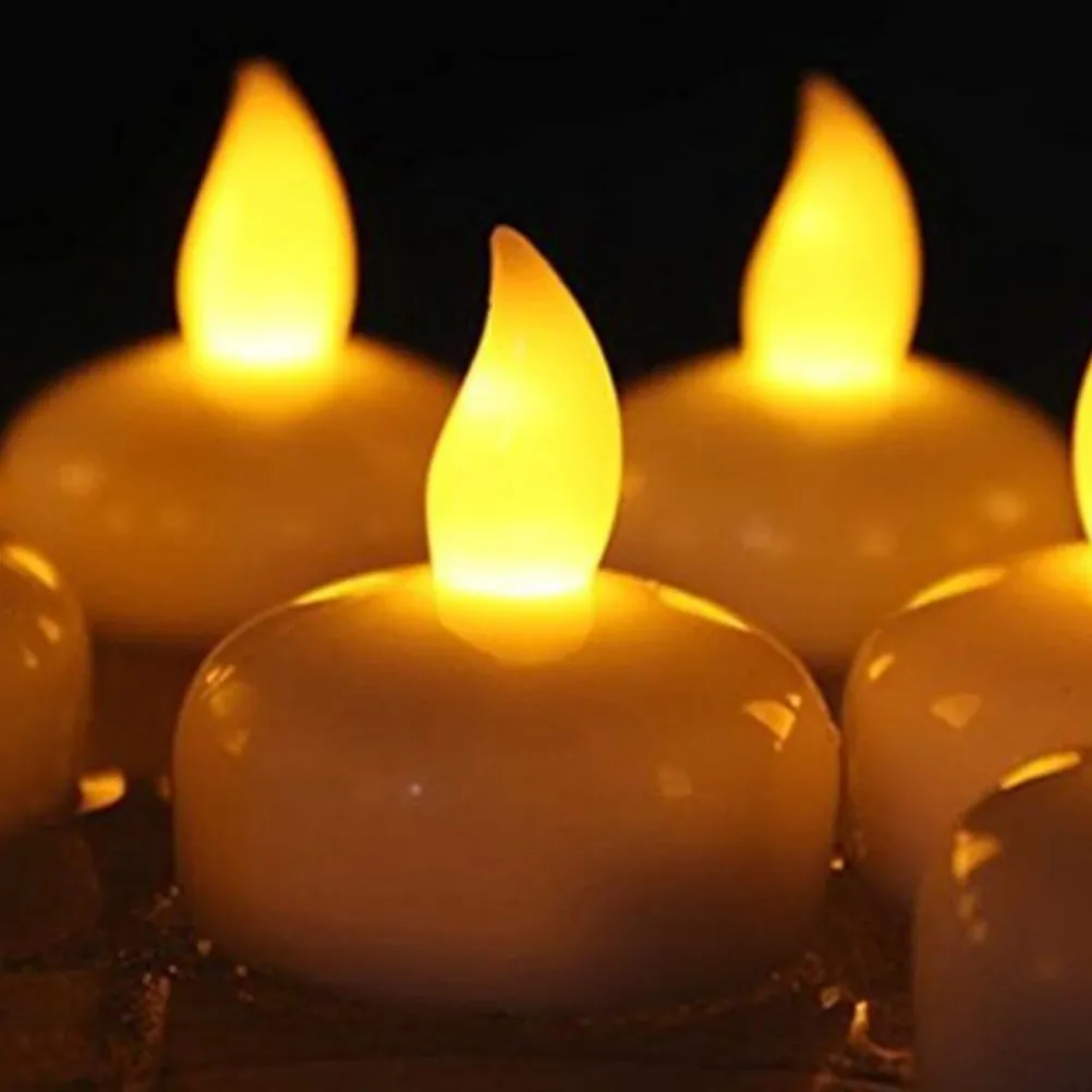 24Pcs Waterproof LED Electronic Lights Floating Flameless Tealights Yellow Light Long-Lasting Decor for Valentine's Day