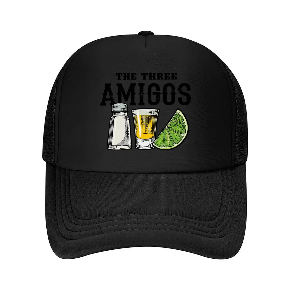 The Three Amigos Bottle Shot Glass Lime Graphic Mesh Baseball Cap Hip Hop Dad Hat For Womens Unisex Female