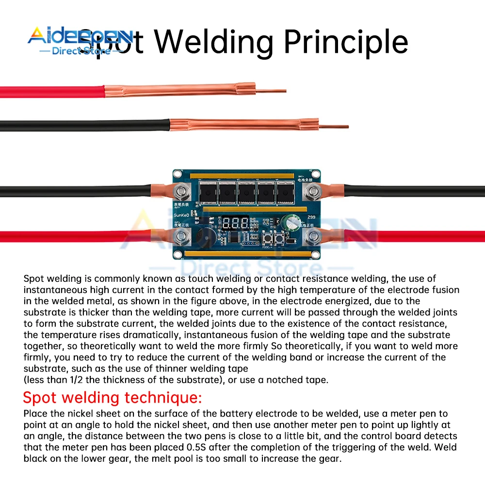 99 Gears 12V DIY Portable Handheld Battery Spot Welder for 18650 Lithium Battery, Nickel Strip and Nickel Belt Welding