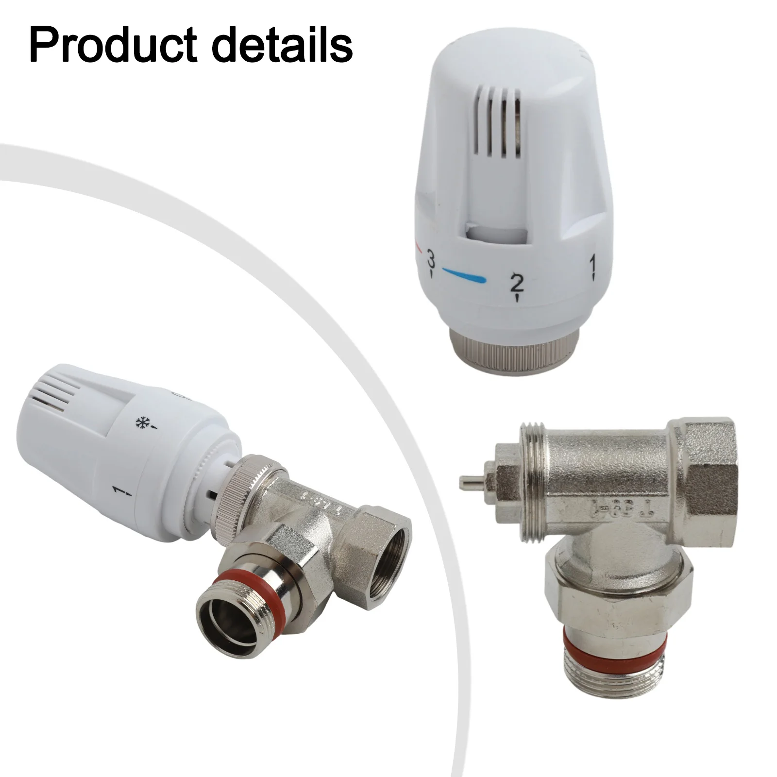 Liquid Filled Thermostatic Radiator Valve Special Angle Design For Underfloor Heating Precise Temperature Regulation White Silve