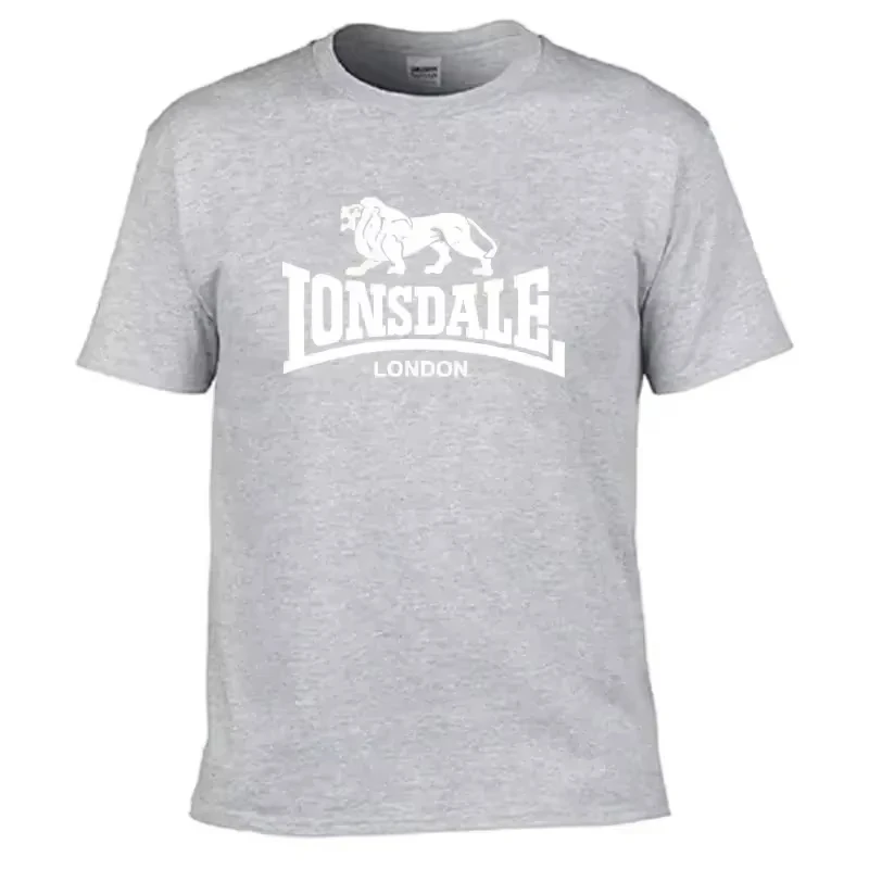 Herren-T-Shirt mit Löwen-Lonsdale-Print, kurzärmelig, locker und bequem, aus reiner Baumwolle, Street-Style, Oversize-Herrenkleidung für den Sommer – Detail 10