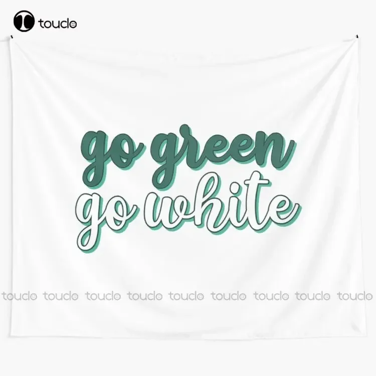 Michstate Go Green Go White Tapestry Long Tapestry Wall Hangings Blanket Tapestry Bedroom Bedspread Decoration Wall Covering