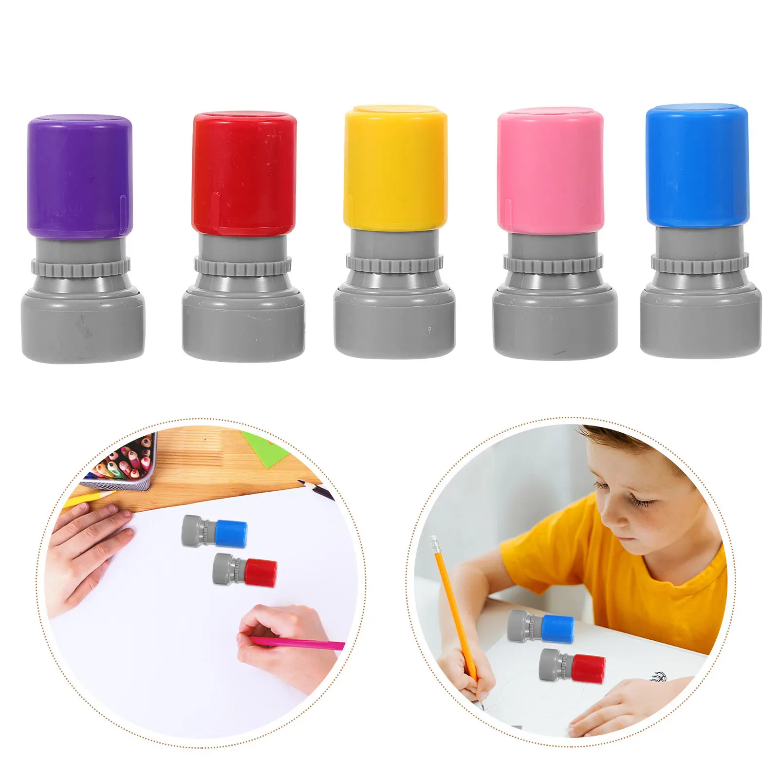 Lot de 5 tampons pré-encrés pour enseignants : commentaires, encouragement, contrôle des devoirs pour enfants, apprentissage parent-enfant