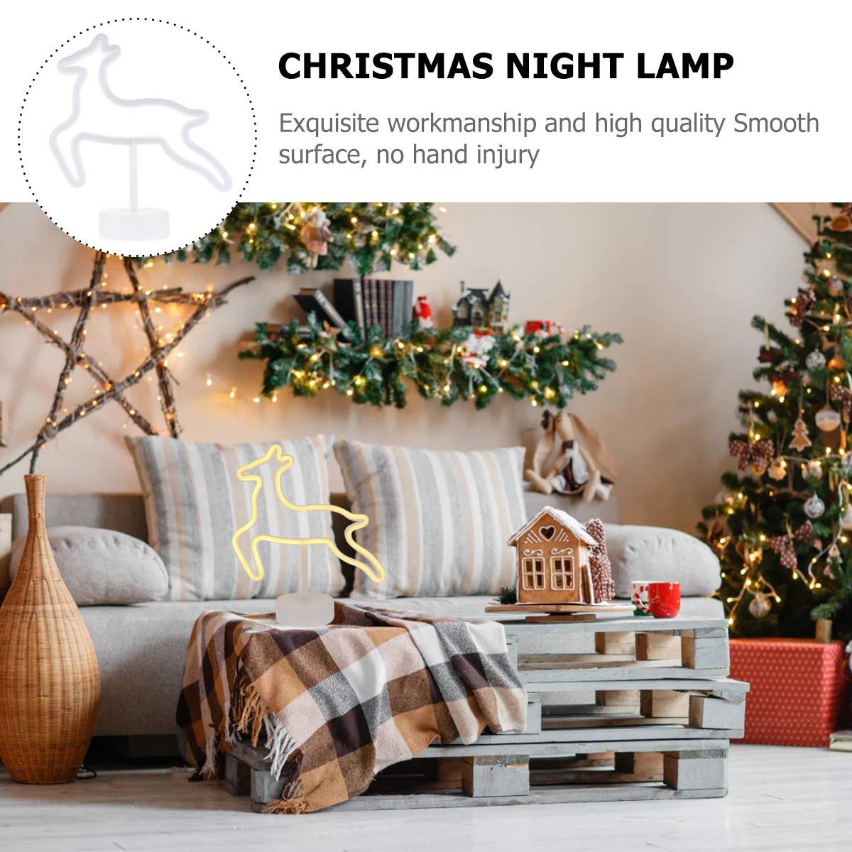 ネオンライト鹿装飾 LED デスクトップランプクリスマスナイトライト暖かいデザインホームパーティーカーニバルテーブル装飾安全
