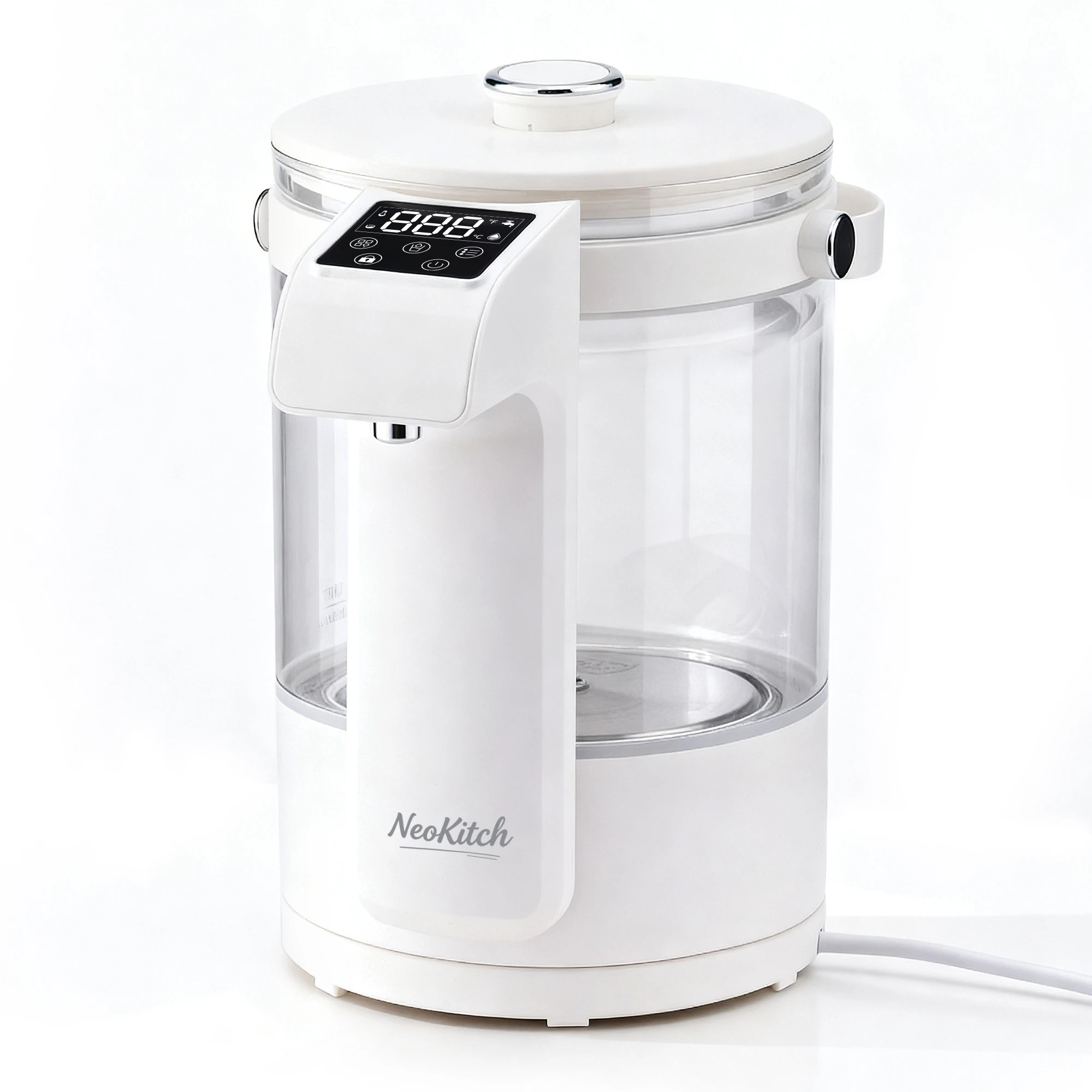Hervidor de Agua de Vidrio con Control de Temperatura 40-100 ° Dispensador de Agua Caliente de 12 Etapas y 2.5L, Acero Inoxidable 316 y Vidrio Borosilicato