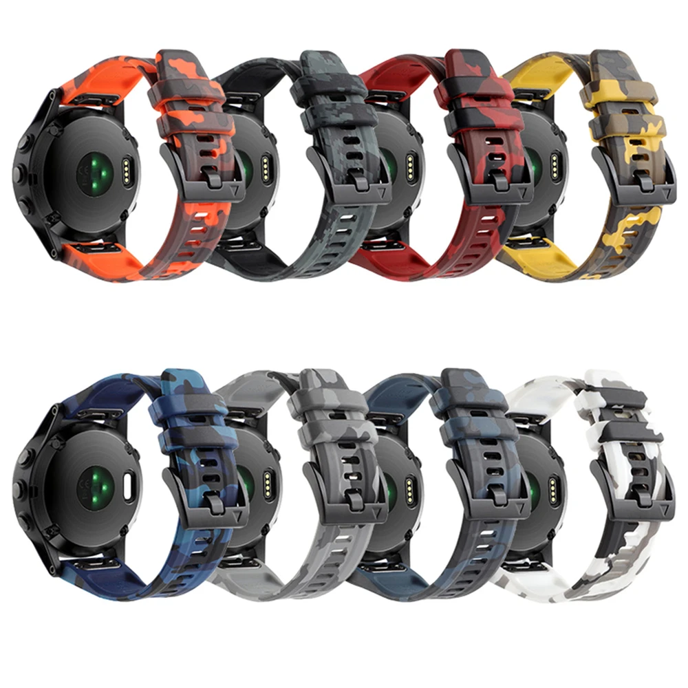 26mm Camouflage Silicone Strap Watch Band for Garmin Fenix 7x/ 7x pro/ 6x PRO/ 5X GPS/ 3 Sapphire/ Tactix7 /Enduro2