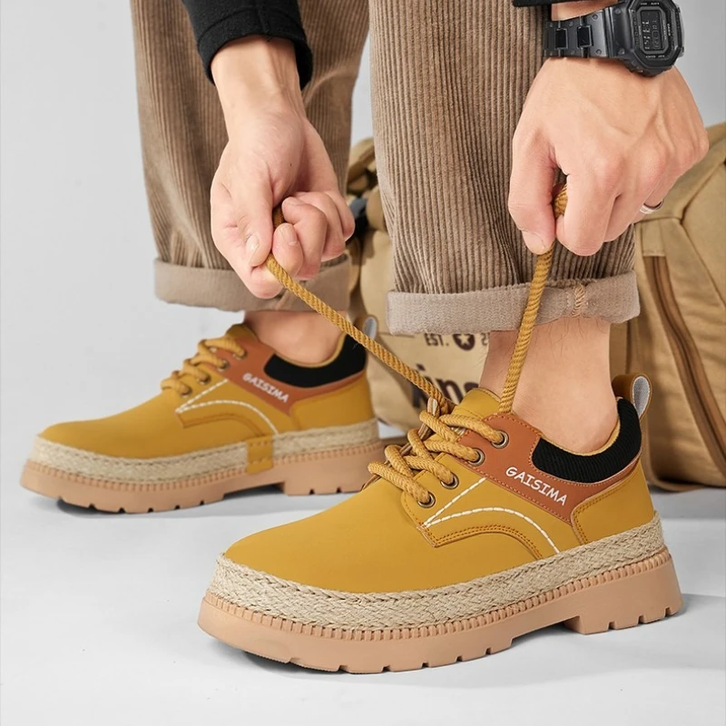 

Men's Low-top Round-toe Flat Lace-up Fashion Niche Streetwear Brand High-quality Large-sized Lace-up Casual Workwear Shoes