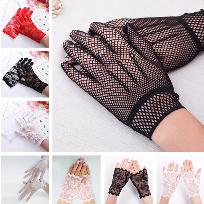 Hot Sale Sailor Dance Fingerless Womens Sexy Lace Gloves Mittens For Bride Ladies Half Finger Fishnet Gloves Mitten Handschoenen