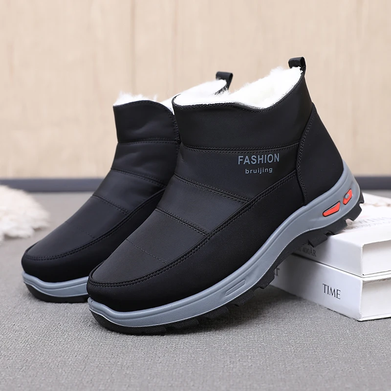 

2025 зимняя мужская новая утолщенная хлопковая обувь с флисом. Прочная и противоскользящая. Теплая и удобная бесплатная мужская обувь.
