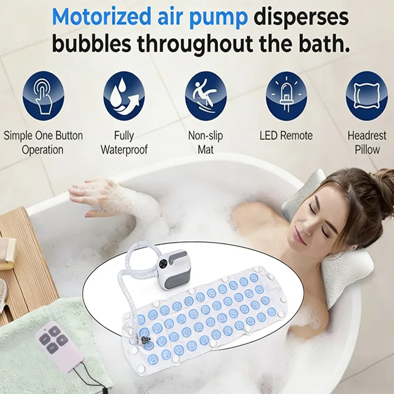 Home Bathtub Air Bubble Spa Mat, Soothing Hydrotherapy Relax Bubble Pad With Hand Controller