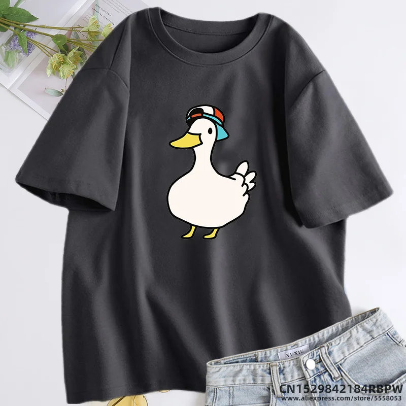 Subaru\'s Dancing Duck Hololive T Shirt Feminin O Neck T Shirts for Women Women Cotton Short Sleeve Tee Shirt Aesthetic Clothing