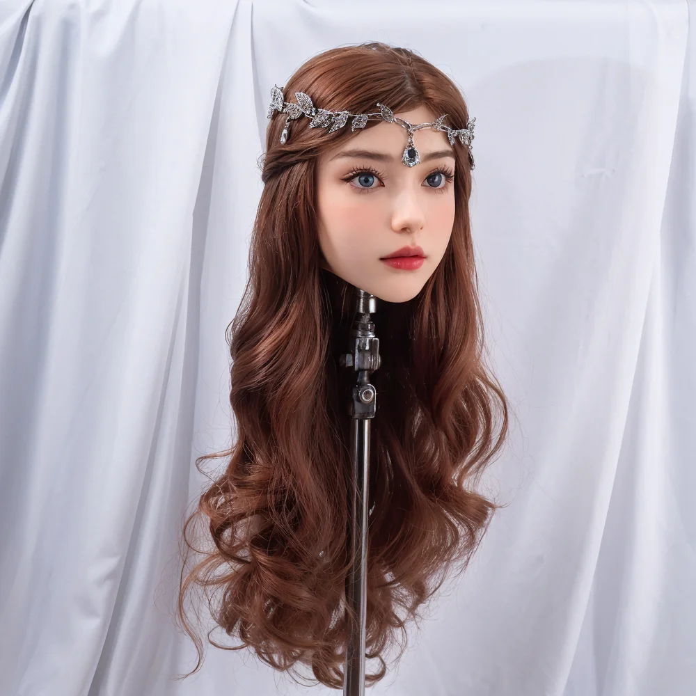 TPE hoofd M16 schroefdraadinterface, open type pruik leerling mond make-up praktijk, kapselontwerp (willekeurige pruiken)