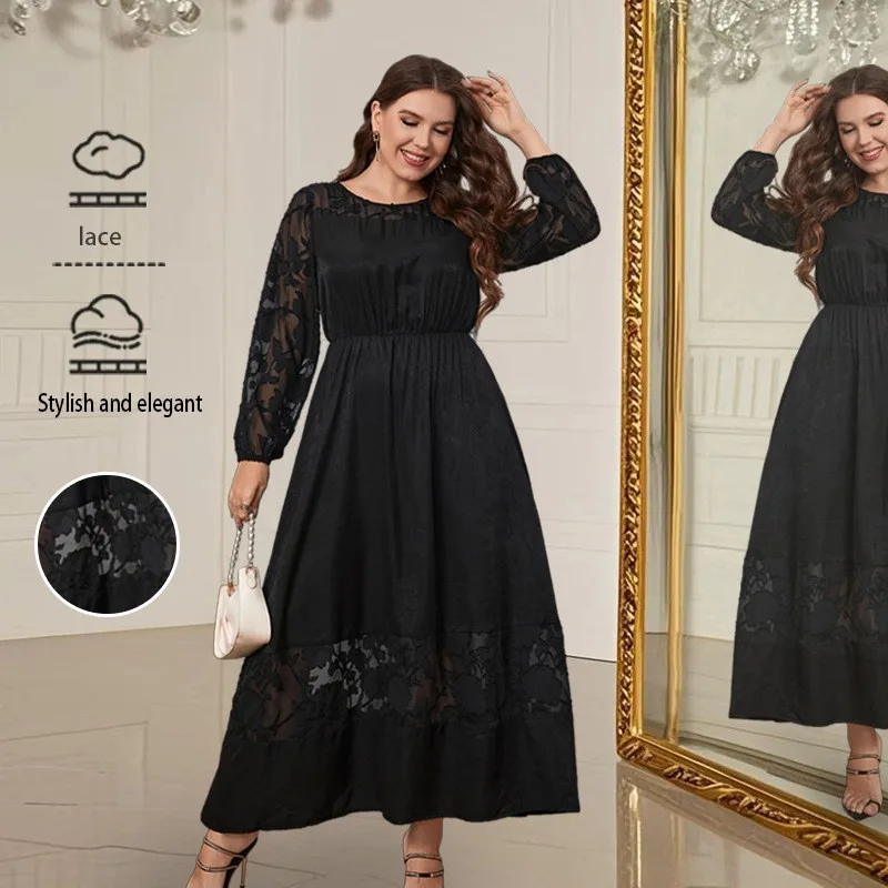 Elegant Party Dress for Woman | Women's Evening Dresses with Floral Lace & Loose Waist | High Waist Maxi Dress | Elegant