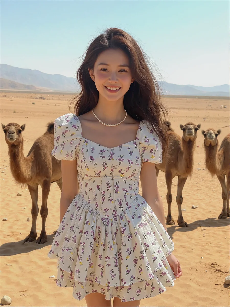 女性用 ホワイトドレス 女性 花柄 ドレープ Aライン エンパイアウエスト シフォン ティアード レイヤード ボールガウン ファンシー イブニングパーティー 結婚式