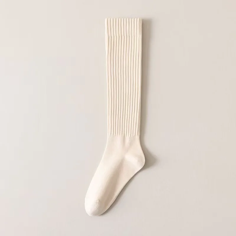 1/5 Pairs Frauen Herbst Winter Warme Dicke Einfarbig Waden Socken Modische Seite Streifen Abnehmen Weiche Bequeme Casual Socken – Detail 12