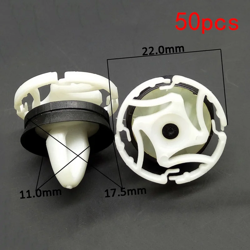

50PCS White Car Nylon Fasteners D206 - 11mm Hole Interior Decorative Clamps Universal 2.2cm