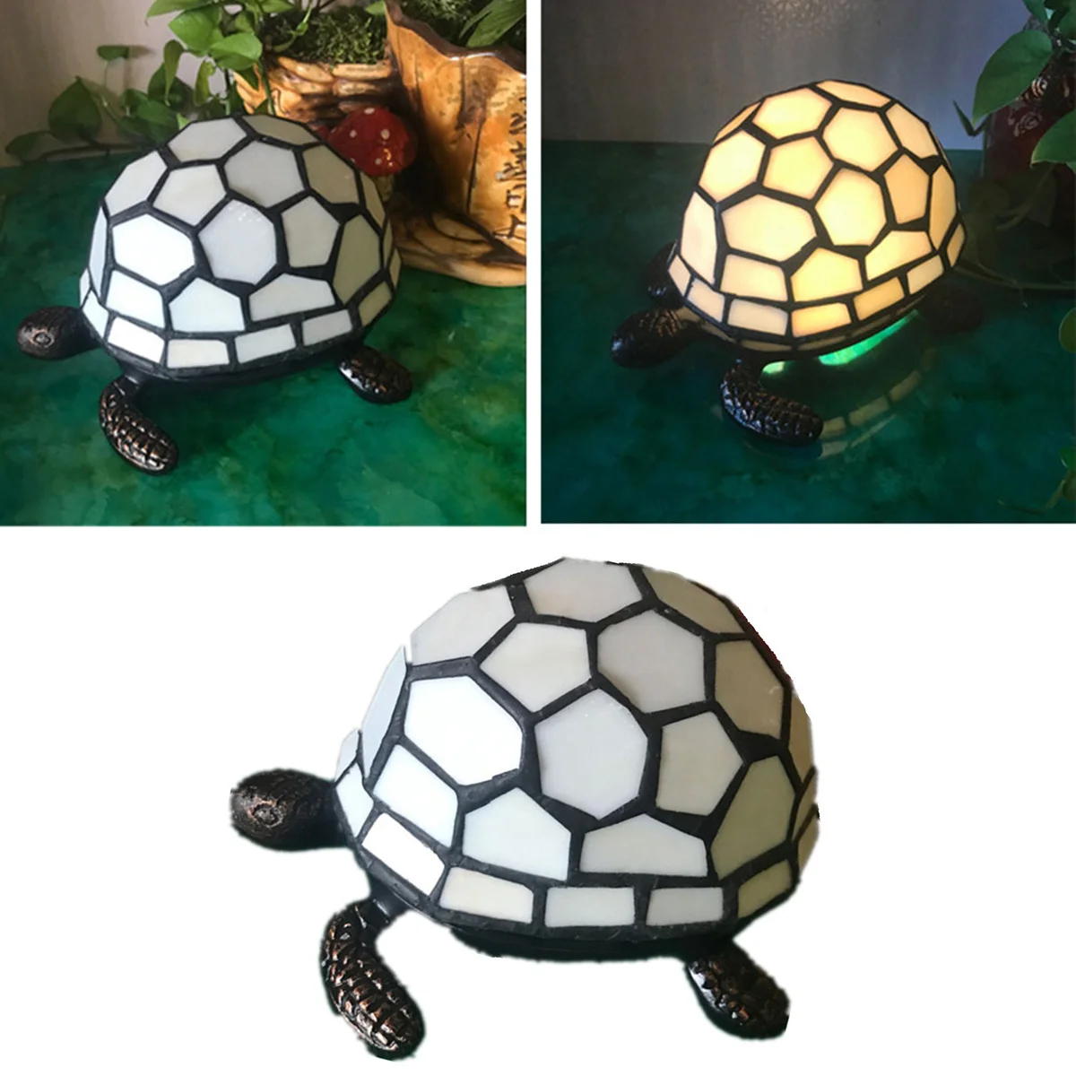

Small Turtle Shaped Table Lamp Accent Night Light Decorative Copper Foil Handmade Desk Light for Corridor Home Exhibition Hall