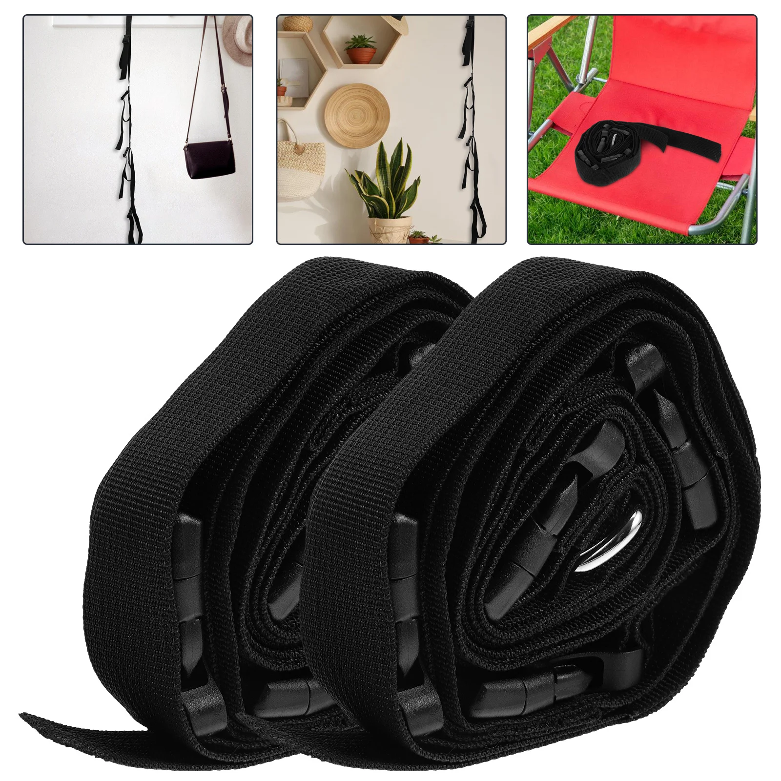 

2Pcs Wall Storage Strap Adjustable Wall Mounted Strap for Camping Chair Garage Storage Organizer Folding Chair Rack