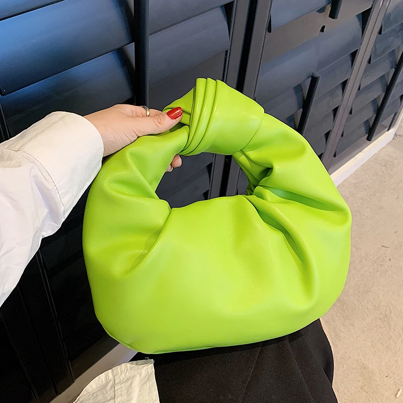 Sac Hobo en cuir Pu pour femmes, sac à main de luxe de styliste, fourre-tout à poignée nouée, pochette violette et verte, 2023