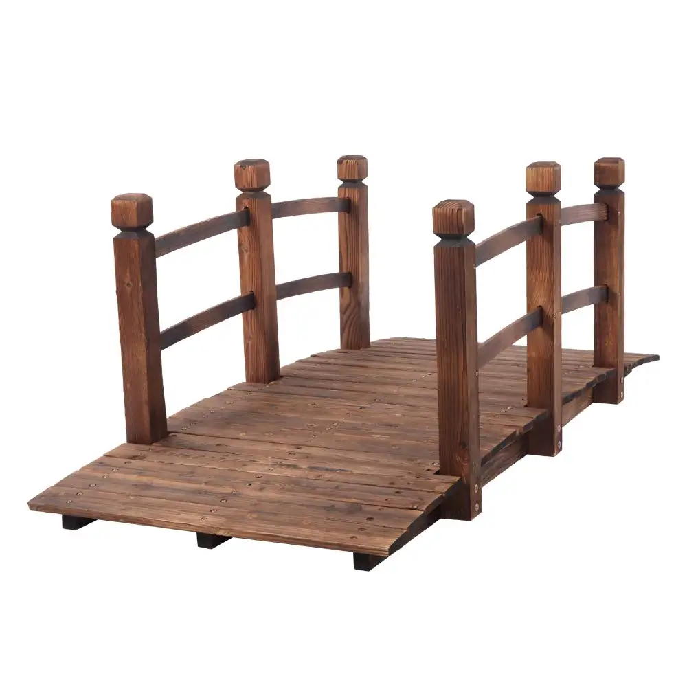 with Safety Balustrade Stained Footbridge Decorative Pond View Backyard Creek Farm Garden Bridge Classic Wood Arch