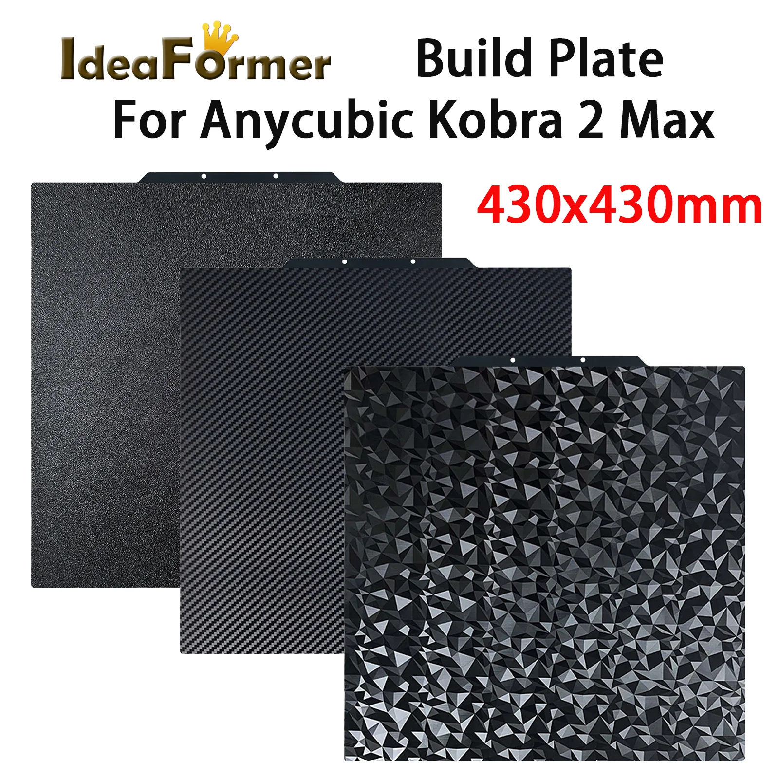 

For Anycubic Kobra 2 Max Build Plate Kobra2 Max Spring Steel Sheet PEO PET pei texture Bed Plate 3d Printer 430x430 Build Plate