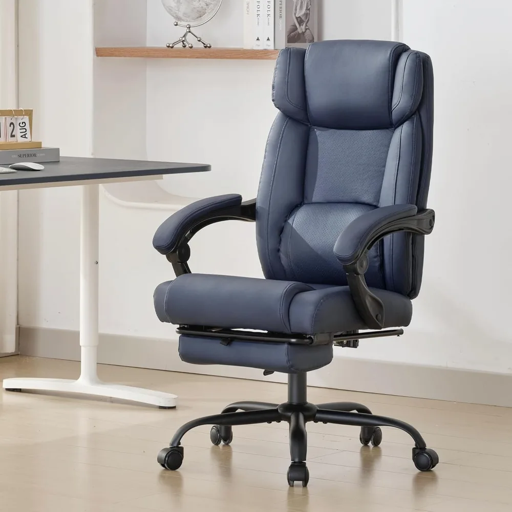 

Executive Office Chair with Footrest,90-155°Adjustable Reclining Office Chair,Thick Leather Chair with Lumbar Support,Ergonomic