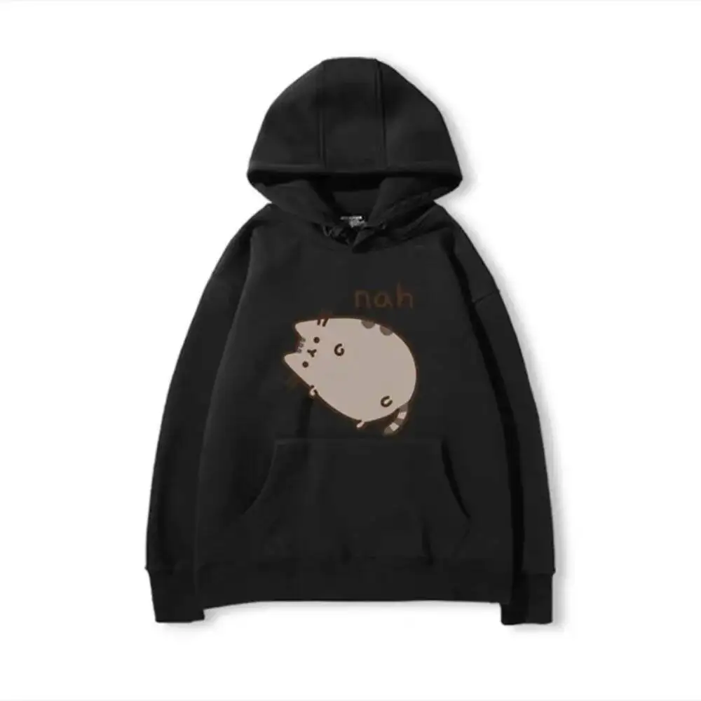 Cotton Casual 2025 Early Spring New Sweatshirt Loose All-Match Print Cat Hip Hop Y2K Hoody Streetwear Trendy Goth Hoodie