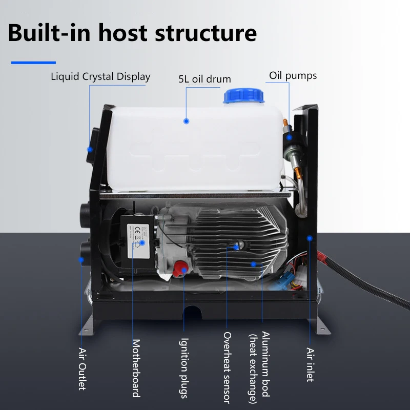 ディーゼル車両用暖房,一体型機械,プラスチックハウジング,12V, 24V, 5000W