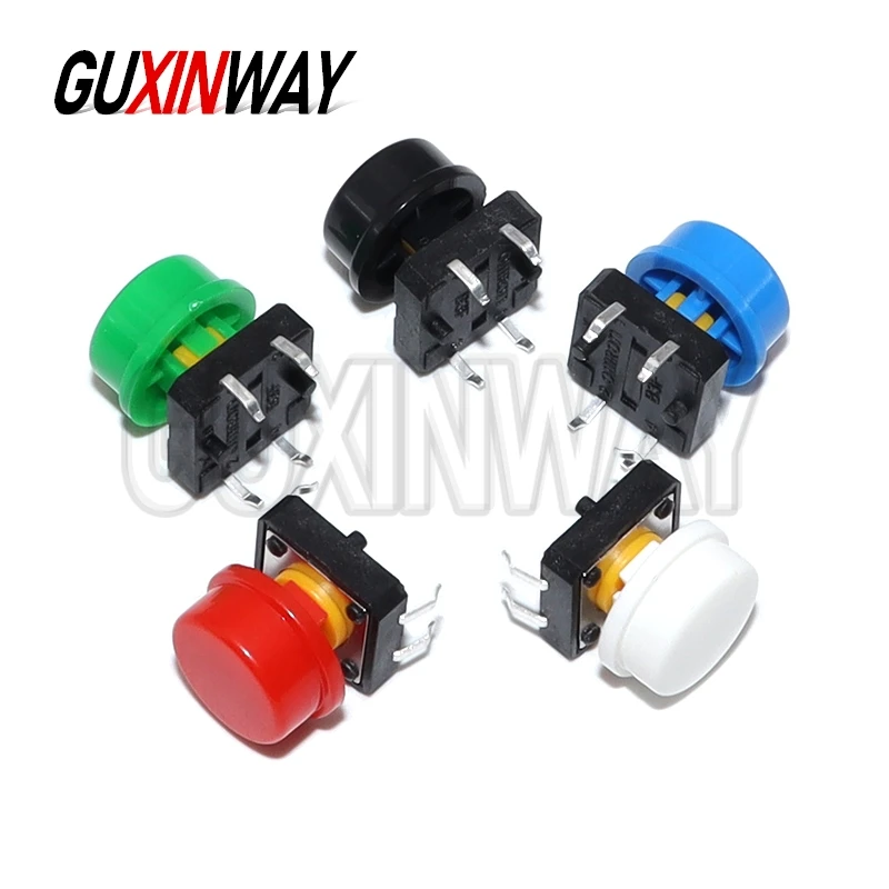 20set 12*12*7.3MM (20PCS Micro Switch Button+ 20pcs 5 Colors Tact Cap ) Tactile Push Button Switch Momentary