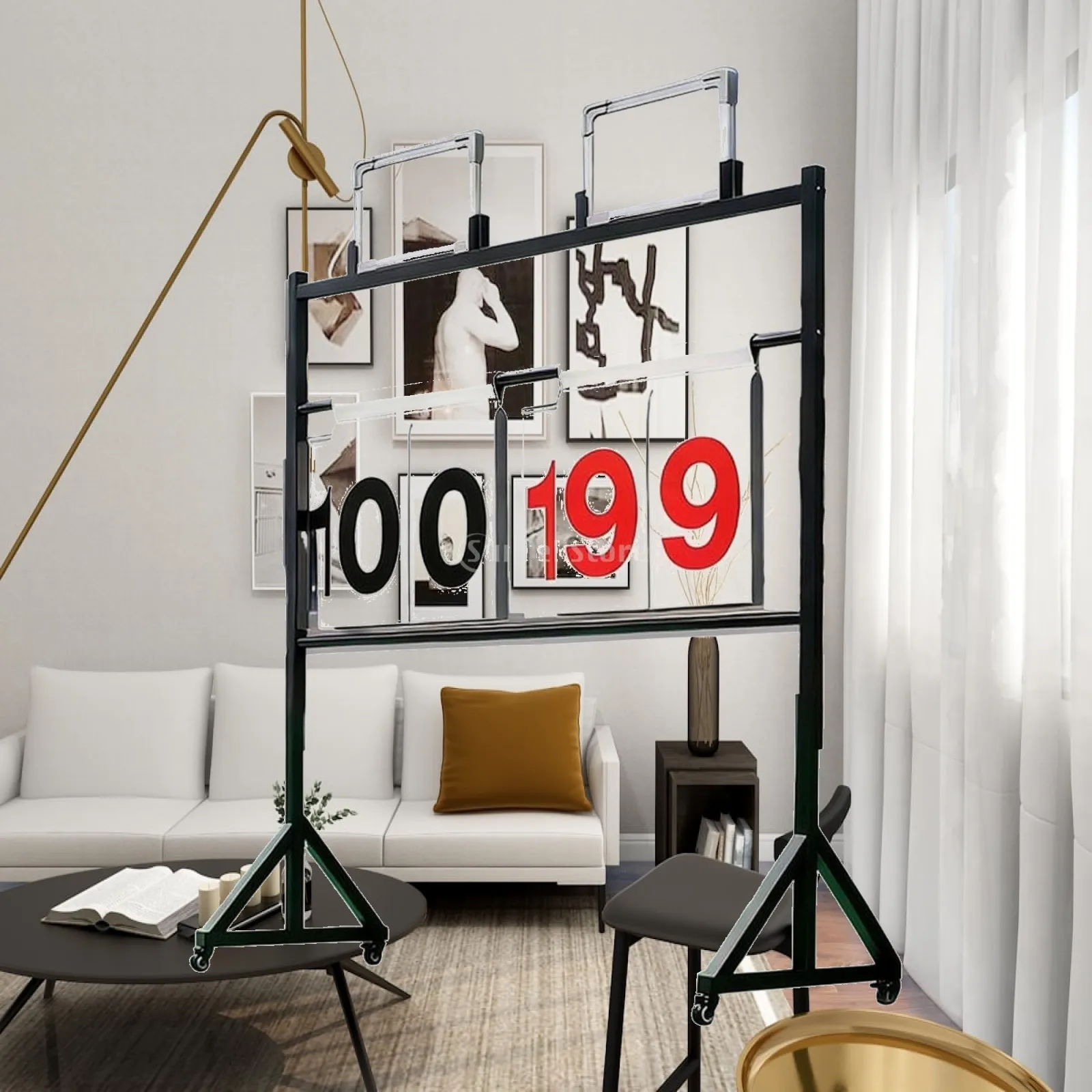 Durable Portable Scoreboard Stand with Four Flip Numbers and Locking Casters for Competitive Play Use