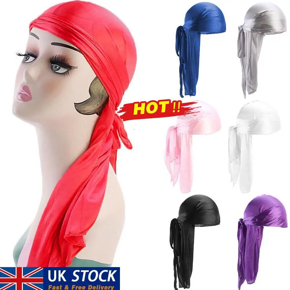 1-4 Stück Neue Seiden-Durags, Bandana-Turban-Hüte für Männer, Atmungsaktive Langschwänzige Doo-Rags, Piratenhüte, Stirnbänder, Haaraccessoires