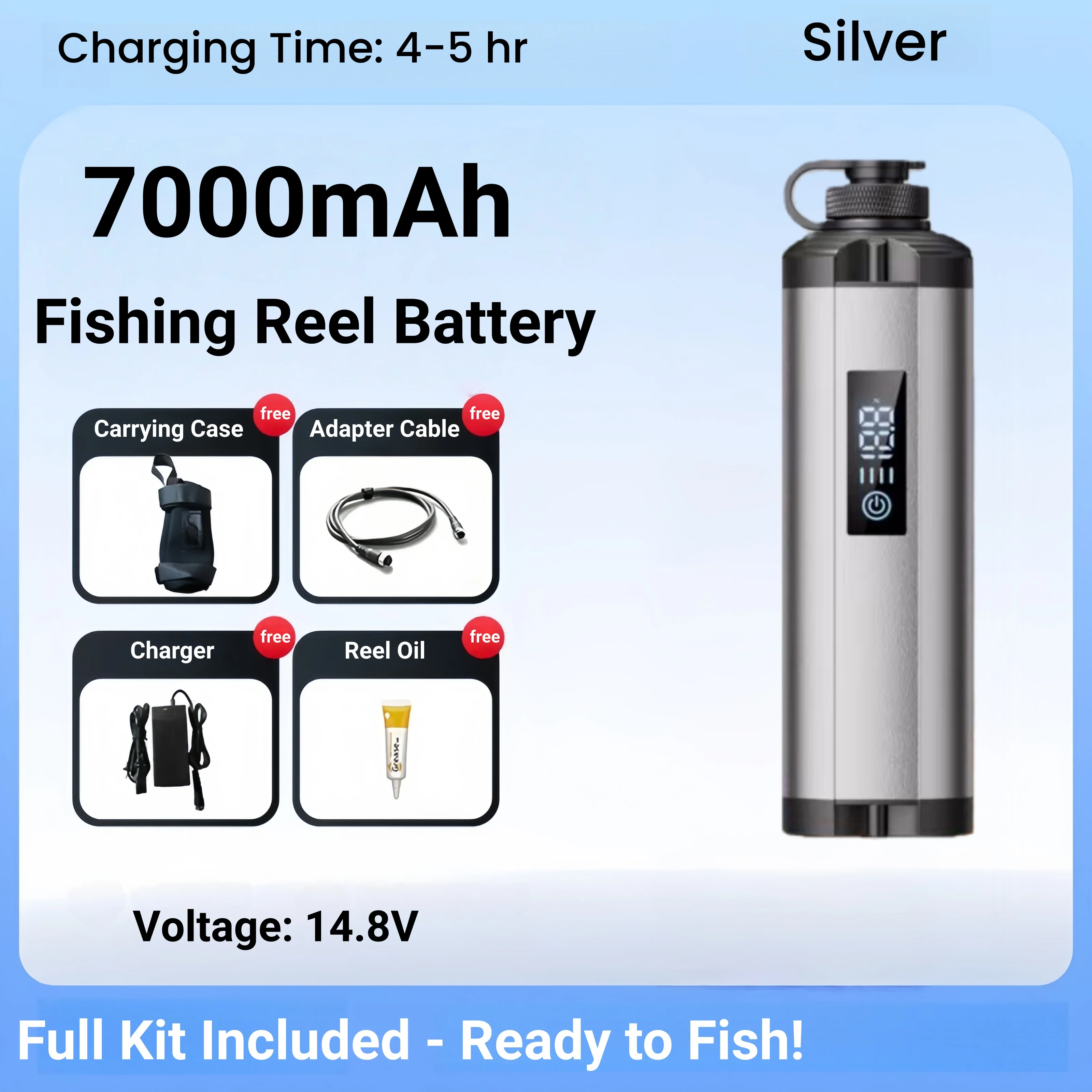 14.8V 7000mAh Reel Fishing Electric Reel Battery with Digital Display for Daiwa Shimano Seaborg