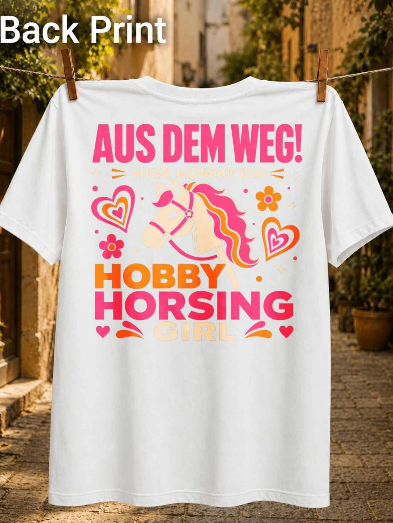 Hobby Horsing Girl Aus Dem Weg German Slogan Grunge pink orange hobby horse lettering with graffiti  Unisex All T-Shirt