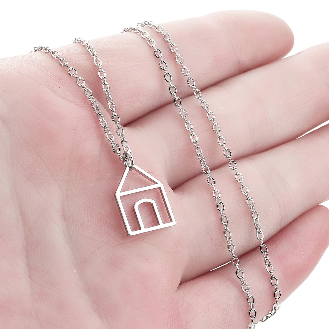 Todorova Stainless Steel Dainty little House Pendant Necklace For Women Girls Minimalist Romantic Home Female Party Jewelry