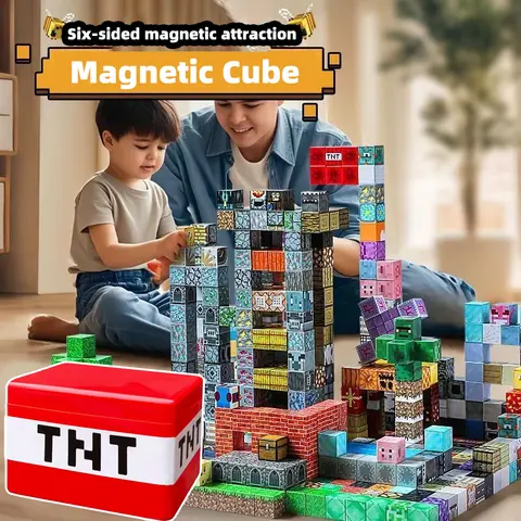TNT Building Block Storage Box, Magnetic Building Blocks Toy, Building Block Set, Children's DIY Assembly Toy Building Blocks,