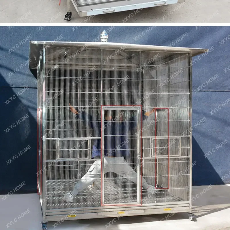 Stainless Steel Bird Cage Display Multi-Layer Xuanfeng Tiger Skin Peony Thrush Extra Large Parrot