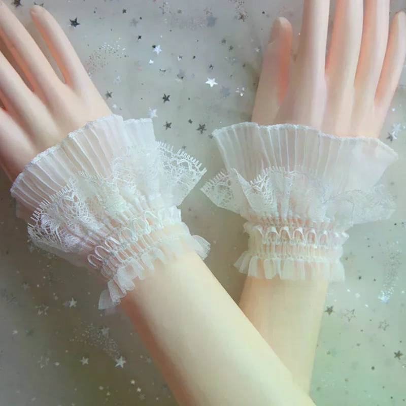 1 Pair Manicure Photo Lace Decorative Cuff Double-Layer Mesh Horn Sleeve Nail Showing Posing Sleeve DIY Shooting Background Prop