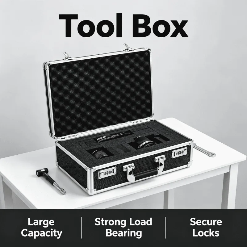 Organizer Cajas De Toolbox Portable Aluminum Alloy Lockable Toolbox  Home Garage Heavy Duty Secure Storage Case Herramientas