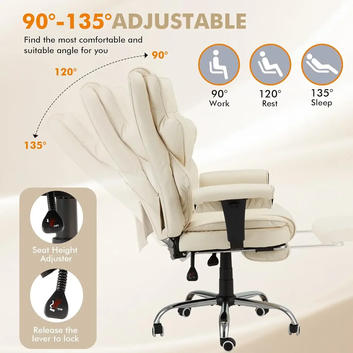 [High-Quality, Hot Deal!]6-Point Massage Executive Chair,Heat Office Chair,Ergonomic Home Office Desk Chairs with Retractable Fo