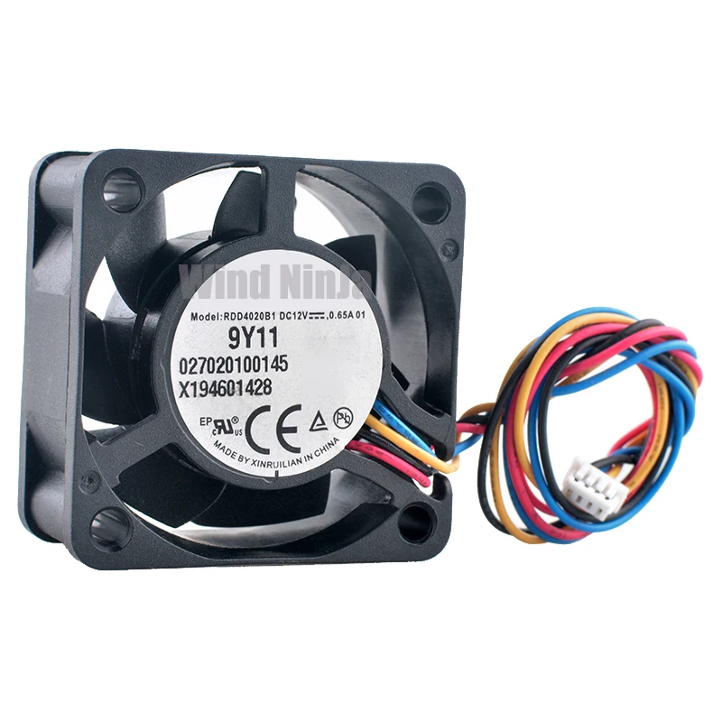 

RDD4020B1 Вентилятор 4 см 40 мм 40x40x20 мм DC12V 0,65A 4-контактный высокоскоростной охлаждающий вентилятор с двойным шарикоподшипником для блока питания корпуса