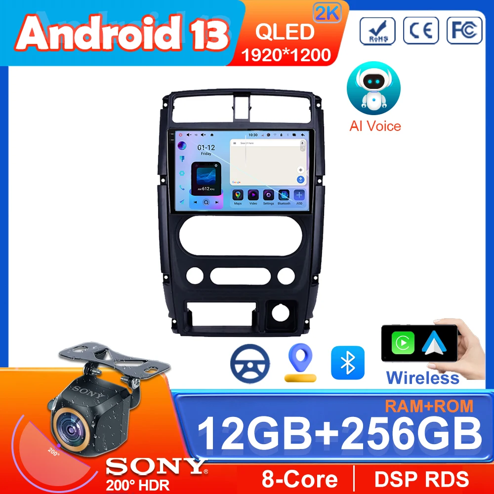 

QLED For Suzuki Jimny 2007 - 2012 Car Radio Multimedia Video Player Navigator GPS Stero Auto Android 13 5G wifi BT No 2 DIN DVD